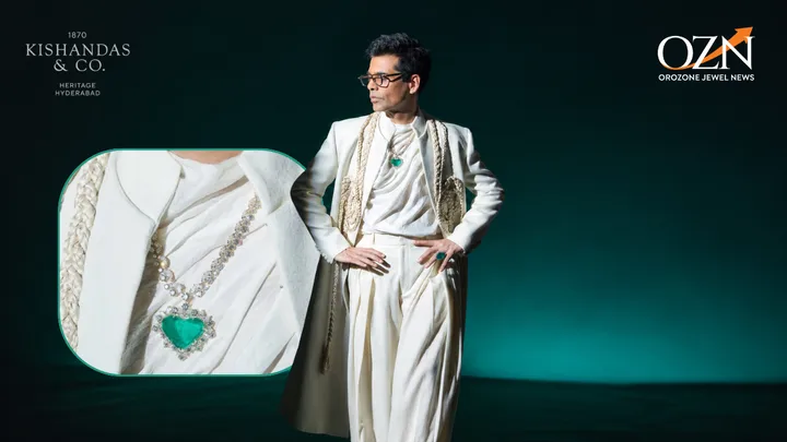 Heart-Shaped Emerald Necklace by Kishandas & Co Brings a Regal Finish to Karan Johar's Ivory Look