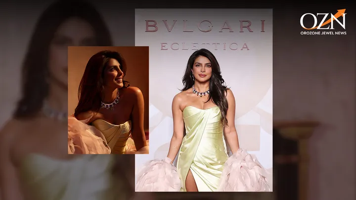 Priyanka Chopra in Bvlgari Collar Necklace and Earrings Define Precision Form