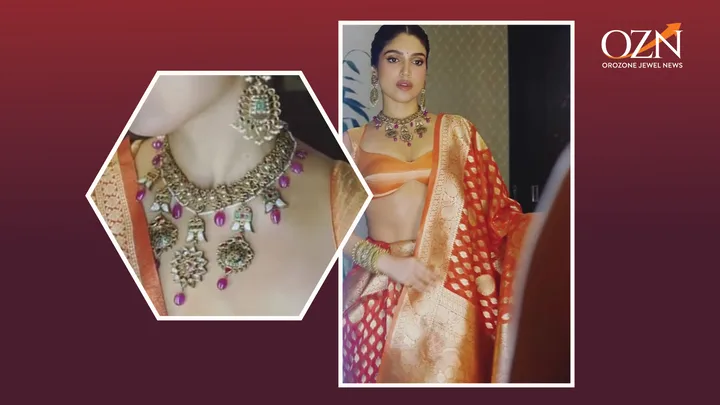 Bhumi Pednekar in Shri Paramani Jewels Polki Choker Defines Colour-Led Heritage Detailing
