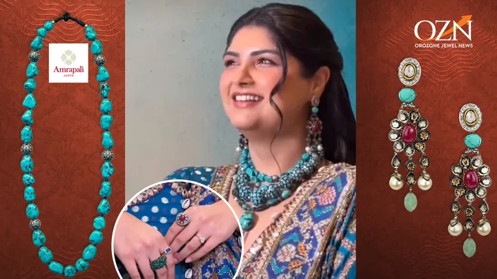 Anshula Kapoor Pairs Bold Turquoise and Oxidized Silver Amrapali Jewels with Indigo Lehenga for Her Mehendi
